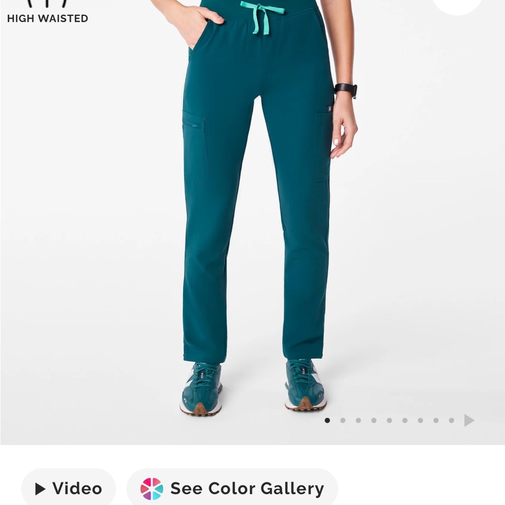 Figs SET: Inala Slim Scrub Top + High Waisted Yola Skinny Pants Caribbean Blue